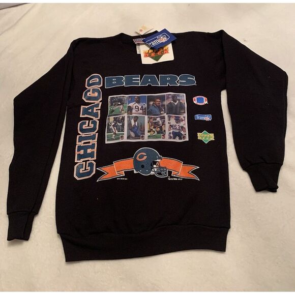 Vintage‎ Chicago Bears Sweatshirt Sz Large Black Upper Deck 1994 Sweatshirt NWT - Picture 1 of 9